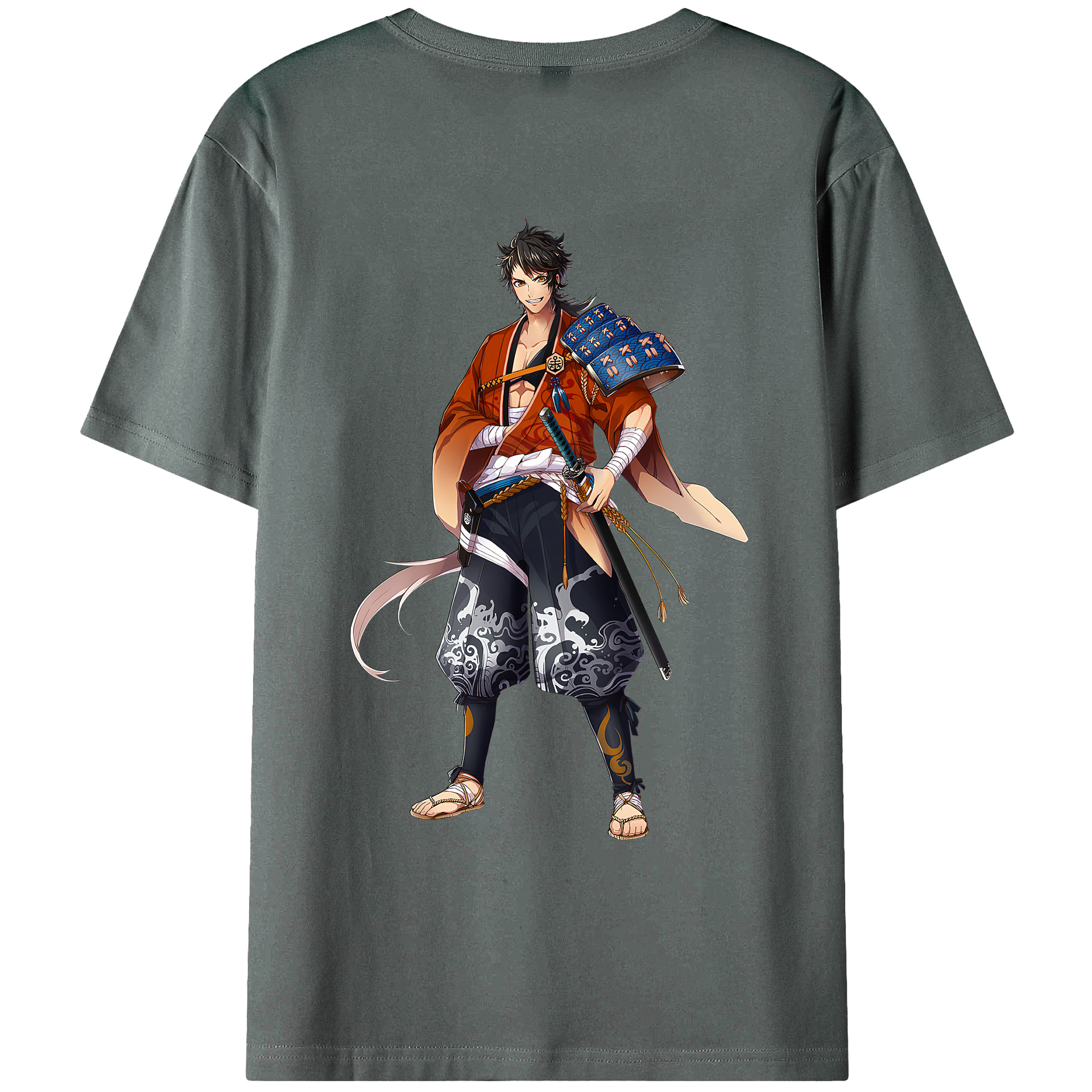 （画像用） 刀剣乱舞 Touken Ranbu 綿100％ メンズ半袖Tシャツ（バックプリント） 通気性
